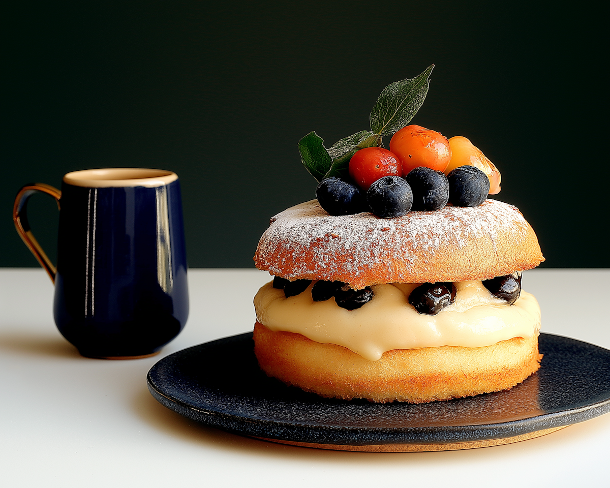 Custard Cake with Blueberries